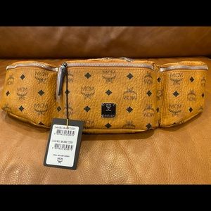 MCM Jemison Visetos Cognac Sling Bag Pack NWT